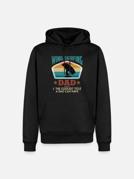 Cool Wing Surfing Dad Wing Foil Wingfoil - Ekologiczna męska bluza z kapturem Premium - czarny