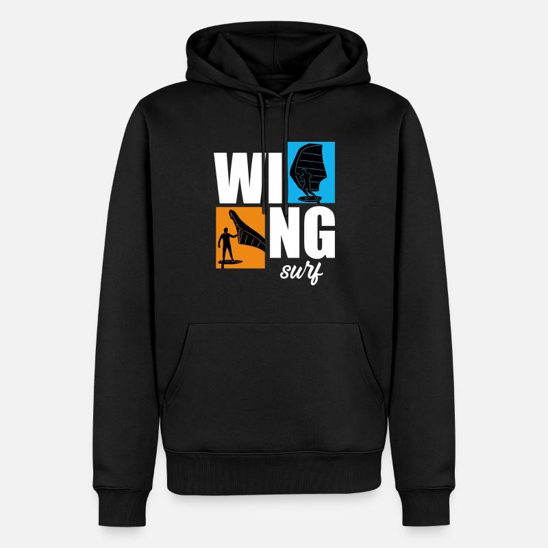 Wing Surf Wingfoil Wingsurf Rétro - Sweat à capuche Premium bio Homme - noir