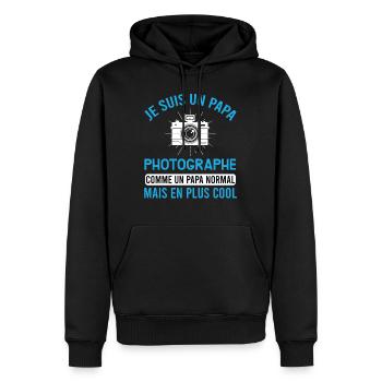 Papa photographe cadeau métier photographie humour - Sweat à capuche Premium bio Homme - noir - Devant - Nico (187cm)