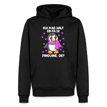 Ich mag einfach Pinguine, ok? Pinguin - Männer Premium Bio Hoodie - Schwarz - Vorne - Nico (187cm)