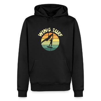 Wing Surf Retro Wing Foil - Männer Premium Bio Hoodie - Schwarz - Vorne - Nico (187cm)