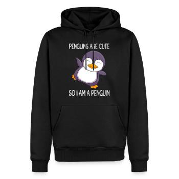 Pinguine sind süß ich bin ein Pinguin Liebe Kinder - Männer Premium Bio Hoodie - Schwarz - Vorne - Nico (187cm)