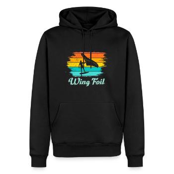 Wing Foil - Männer Premium Bio Hoodie - Schwarz - Vorne - Nico (187cm)