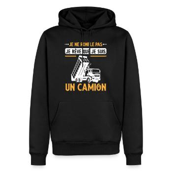 Routier humour métier idée cadeau poids lourd - Sweat à capuche Premium bio Homme - noir - Devant - Nico (187cm)