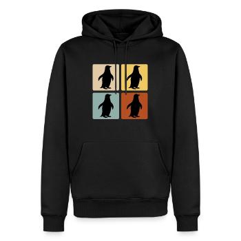 Retro Pinguine - Männer Premium Bio Hoodie - Schwarz - Vorne - Nico (187cm)