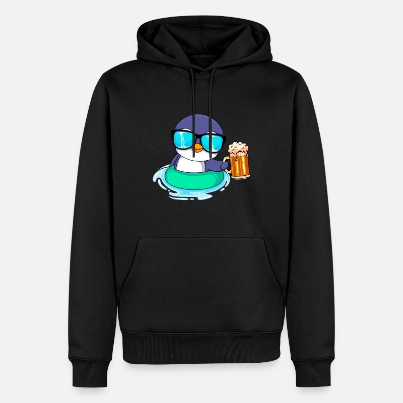 Sommer Pinguin Bier Biertrinker Männer - Männer Premium Bio Hoodie - Schwarz