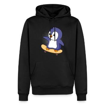 Skater PInguin Skateboarding Pinguin - Männer Premium Bio Hoodie - Schwarz - Vorne - Nico (187cm)