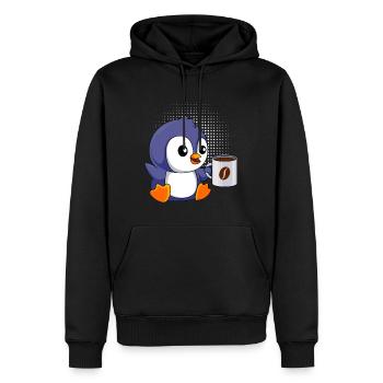 Kaffee Pinguin Baby Pinguin Kaffeejunkie - Männer Premium Bio Hoodie - Schwarz - Vorne - Nico (187cm)