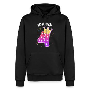 Ich bin 4 Jahre 4. Geburtstag Mädchen - Männer Premium Bio Hoodie - Schwarz - Vorne - Nico (187cm)