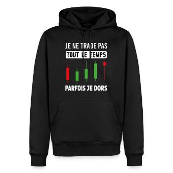 Trading idée cadeau finance crypto monnaie trader - Sweat à capuche Premium bio Homme - noir - Devant - Nico (187cm)