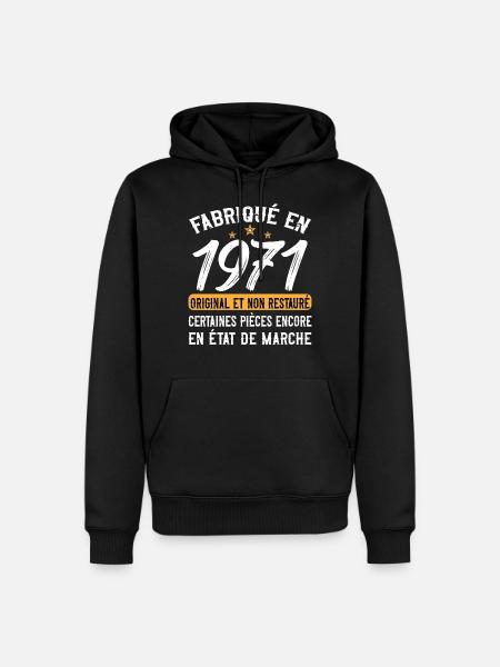 1971 anniversaire année de naissance cadeau humour - Sweat à capuche Premium bio Homme - noir