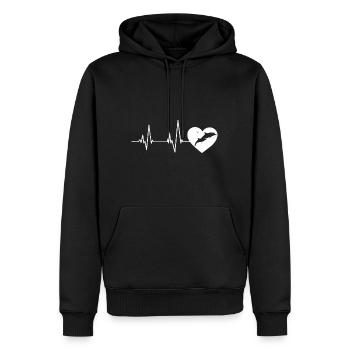 Delphine Herzschlag Delphin - Männer Premium Bio Hoodie - Schwarz - Vorne - Nico (187cm)