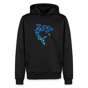 Essaim de requins Sauvez les requins - Sweat à capuche Premium bio Homme - noir - Devant - Nico (187cm)