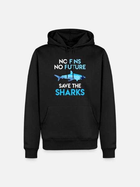 Hai Schutz No Fins no Future Save the Sharks - Männer Premium Bio Hoodie - Schwarz
