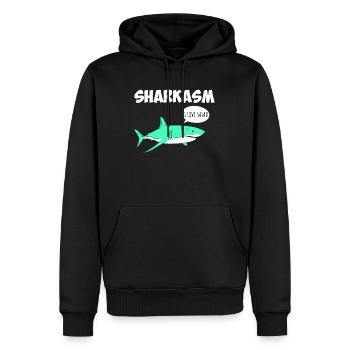 Sharkasm Sarcasme Requin Ironie Végétarien - Sweat à capuche Premium bio Homme - noir - Devant - Nico (187cm)