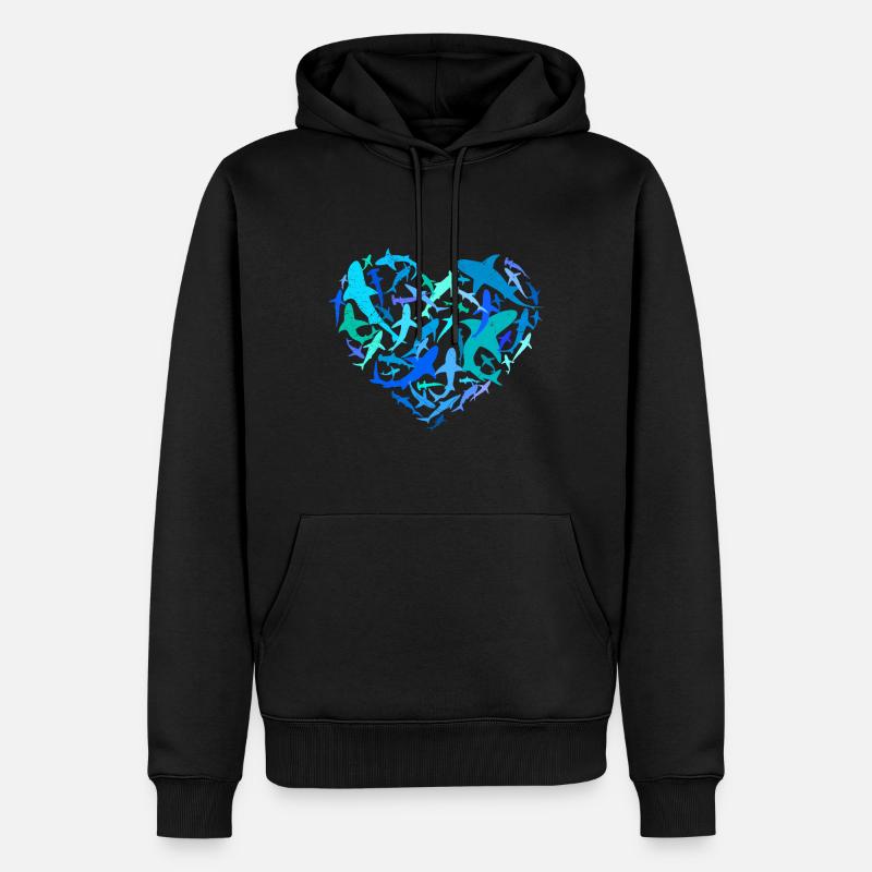 Essaim de requin Shark Diver Shark Heart - Sweat à capuche Premium bio Homme - noir