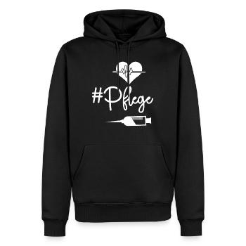 Pflege - Männer Premium Bio Hoodie - Schwarz - Vorne - Nico (187cm)