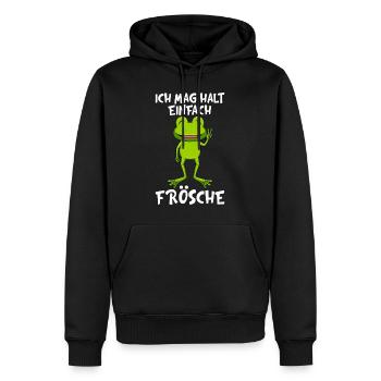 Ich mag halt einfach Frösche Kinder - Männer Premium Bio Hoodie - Schwarz - Vorne - Nico (187cm)