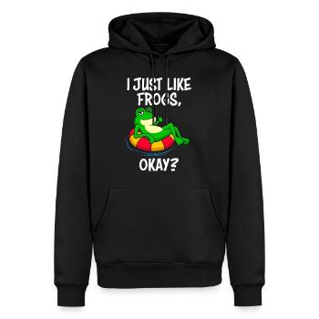 J’aime juste les grenouilles, d’accord? Ventilateur de grenouille - Sweat à capuche Premium bio Homme - noir - Devant - Nico (187cm)