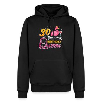 30e anniversaire Dames 30 ans Flamant rose flamboyant - Sweat à capuche Premium bio Homme - noir - Devant - Nico (187cm)