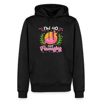40. Geburtstag 40 Jahre Flamazing Damen Flamingo - Männer Premium Bio Hoodie - Schwarz - Vorne - Nico (187cm)