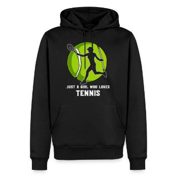 Juste une fille qui aime le tennis - Sweat à capuche Premium bio Homme - noir - Devant - Nico (187cm)