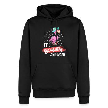 Party Spruch es eskaliert eh Party Flamingo - Männer Premium Bio Hoodie - Schwarz - Vorne - Nico (187cm)
