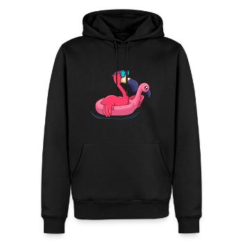 Cooler Flamingo Urlaub Flamingo Schwimmring - Männer Premium Bio Hoodie - Schwarz - Vorne - Nico (187cm)