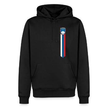 Football Jersey Style Drapeau slovène produit imprimé - Sweat à capuche Premium bio Homme - noir - Devant - Nico (187cm)