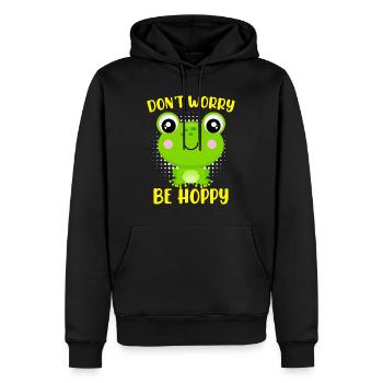 Don't worry be Hoppy Frosch Kinder - Männer Premium Bio Hoodie - Schwarz - Vorne - Nico (187cm)