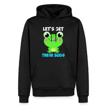 Let's get these Bugs Frosch Programmierer - Männer Premium Bio Hoodie - Schwarz - Vorne - Nico (187cm)