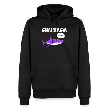 Sharkasm Sarcasme Requin Ironie Végétarien - Sweat à capuche Premium bio Homme - noir - Devant - Nico (187cm)