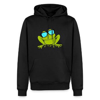 Lustiger Frosch mit Sonnenbrille Kinder Kröte - Männer Premium Bio Hoodie - Schwarz - Vorne - Nico (187cm)