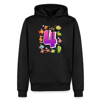 4ème anniversaire fille 4 ans - Sweat à capuche Premium bio Homme - noir - Devant - Nico (187cm)