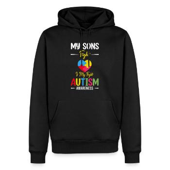 Mes fils combattent l’autisme est mon combat Sensibilisation à l’autisme - Sweat à capuche Premium bio Homme - noir - Devant - Nico (187cm)