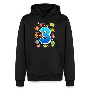 3ème anniversaire garçon 3 ans - Sweat à capuche Premium bio Homme - noir - Devant - Nico (187cm)