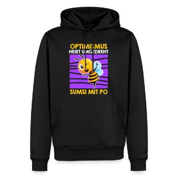 Optimismus umgedreht heißt Sumsi mit Po - Männer Premium Bio Hoodie - Schwarz - Vorne - Nico (187cm)