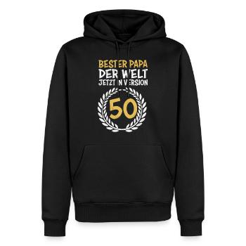 Bester Papa der Welt Papa Geburtstag 50 Jahre - Männer Premium Bio Hoodie - Schwarz - Vorne - Nico (187cm)
