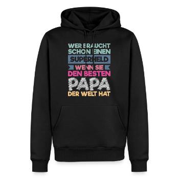 Bester Papa der Welt Tochter Vater - Männer Premium Bio Hoodie - Schwarz - Vorne - Nico (187cm)
