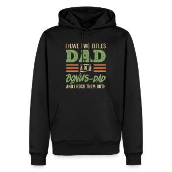 Papa et Papa Bonus Beau-Père - Sweat à capuche Premium bio Homme - noir - Devant - Nico (187cm)