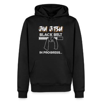 Schwarzgurt Bjj Trainer - Männer Premium Bio Hoodie - Schwarz - Vorne - Nico (187cm)