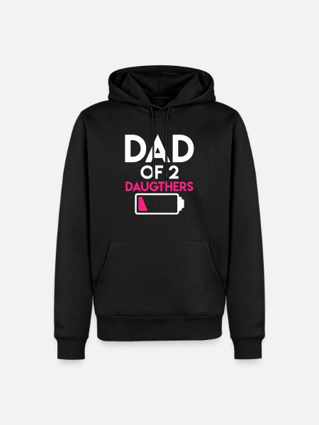 Père 2 Filles Papa 2 Enfants - Sweat à capuche Premium bio Homme - noir