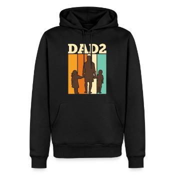 Père 2 Enfants Papa 2 Fils 2 Filles Messieurs - Sweat à capuche Premium bio Homme - noir - Devant - Nico (187cm)