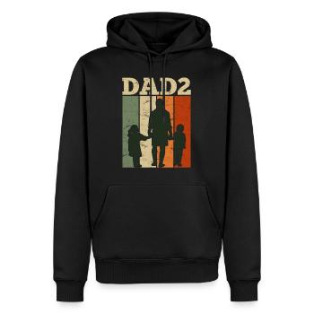 Père 2 Enfants Papa 2 Fils 2 Filles Messieurs - Sweat à capuche Premium bio Homme - noir - Devant - Nico (187cm)