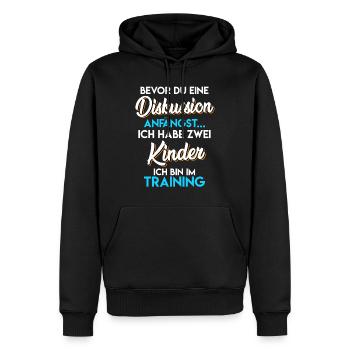 Vater 2 Kinder Papa 2 Kinder - Männer Premium Bio Hoodie - Schwarz - Vorne - Nico (187cm)