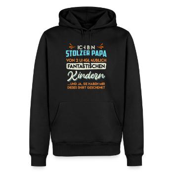 Papa 2 Kinder Papa 2 Töchter 2 Söhne Vater - Männer Premium Bio Hoodie - Schwarz - Vorne - Nico (187cm)