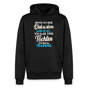 Vater 2 Söhn Papa 2 Kinder - Männer Premium Bio Hoodie - Schwarz - Vorne - Nico (187cm)