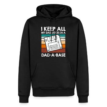 Keep my Jokes in a Dad-a-base Papa Witze - Men’s Premium Organic Hoodie - black - Front - Nico (187cm)