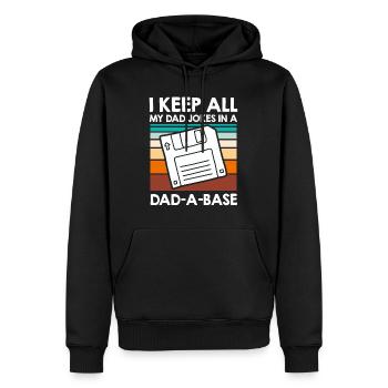 Keep my Jokes in a Dad-a-base Papa Witze - Men’s Premium Organic Hoodie - black - Front - Nico (187cm)
