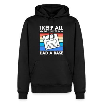 Keep my Jokes in a Dad-a-base Papa Witze - Men’s Premium Organic Hoodie - black - Front - Nico (187cm)